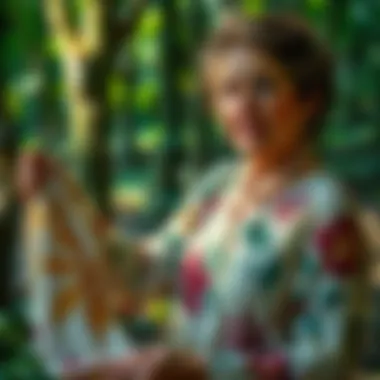 Craftsmanship in Botanical Design Artisan displaying dyed fabric with botanical motifs