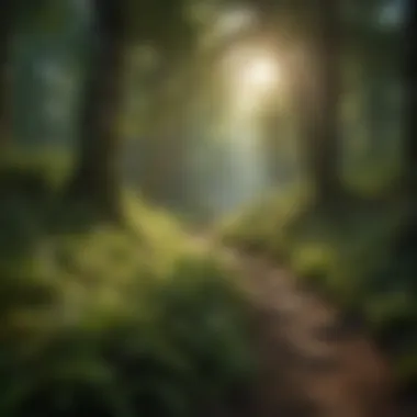 Lush Greenery on the Forest Trail A serene forest trail surrounded by lush greenery