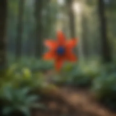 Pinwheels enhancing a serene park environment