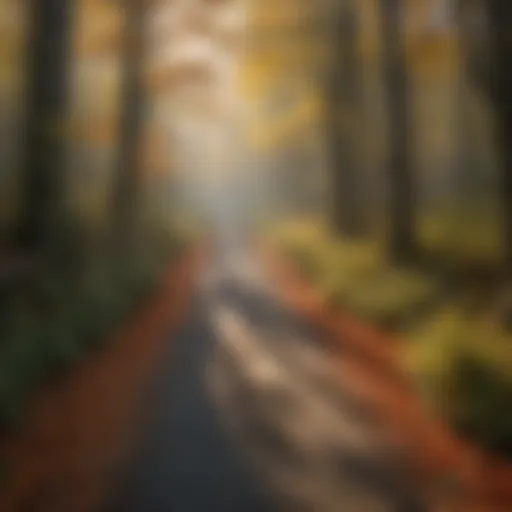 A tranquil walking trail surrounded by vibrant autumn foliage in West Virginia