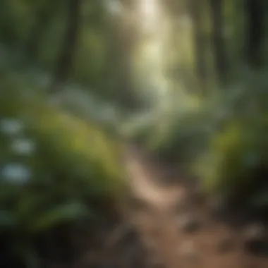 A close-up of unique wildflowers along a woodland path