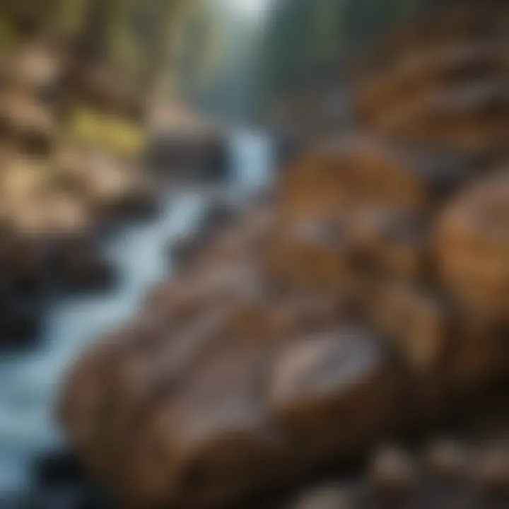 Close-up of the intricate rock formations shaped by water erosion over time.