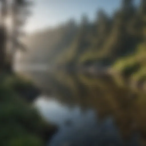 A panoramic view of Winchester Bay's coastline showcasing the natural beauty of the ocean and forest.