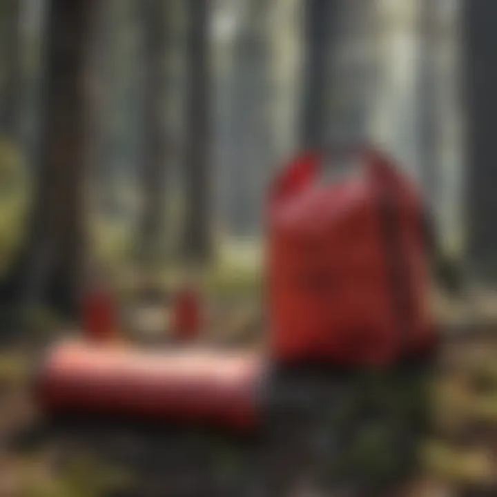 Fire suppression tools alongside the red bag