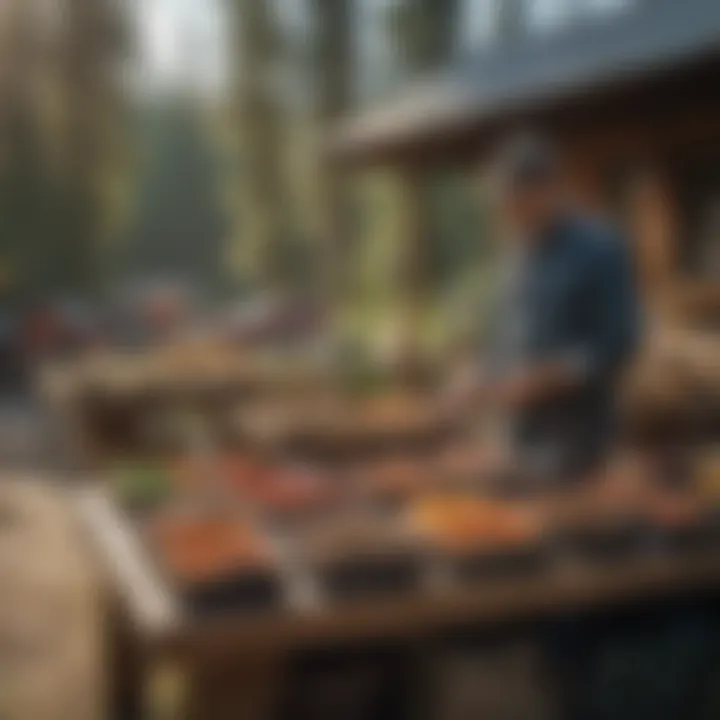 Local vendors displaying products at a market in Fish Creek