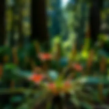 Diverse Plant Species in Redwood National Park Diverse plant species thriving in the park's ecosystem
