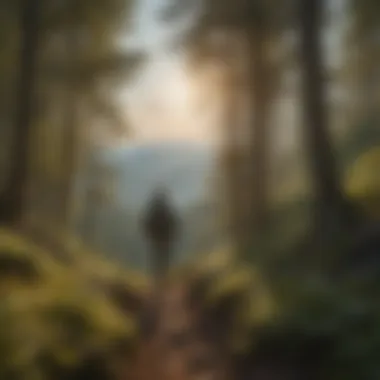 Panoramic Perspectives from the Woods A hiker enjoying a breathtaking view from a forested hill