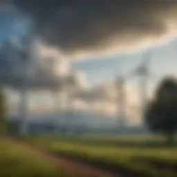 Illustration of a wind farm generating renewable energy