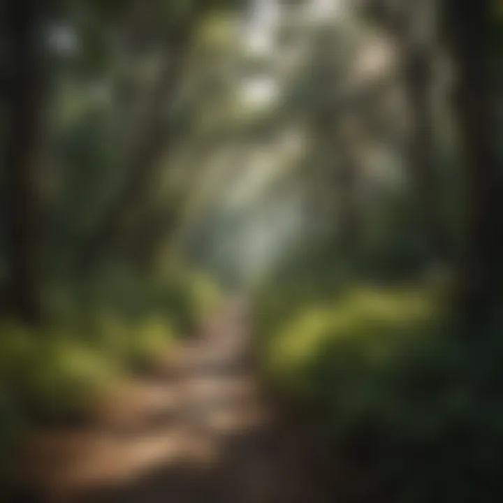 Lush green trail surrounded by diverse flora