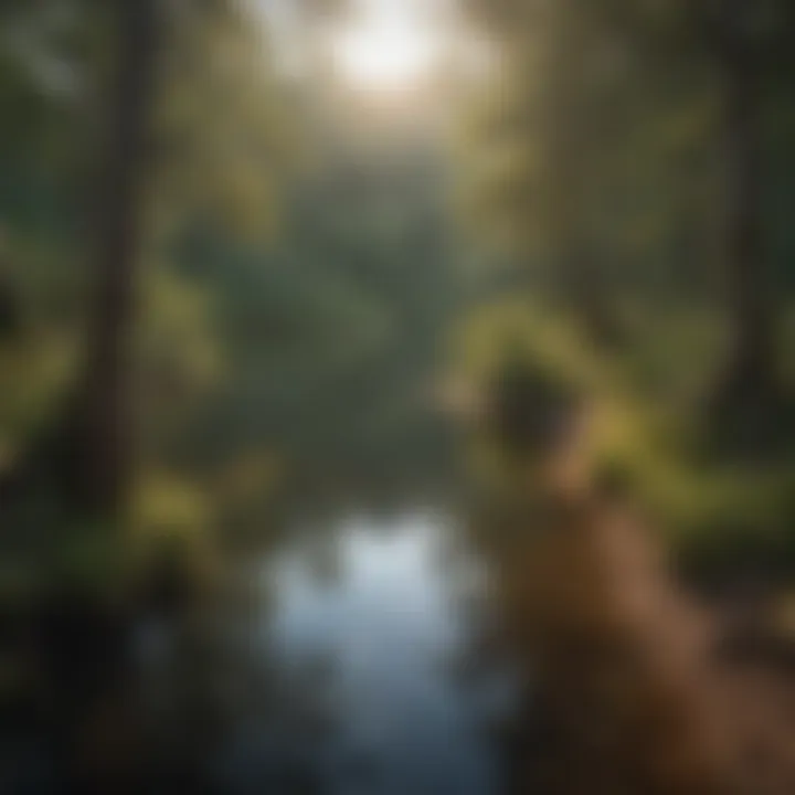 Serene lake view along a hiking path