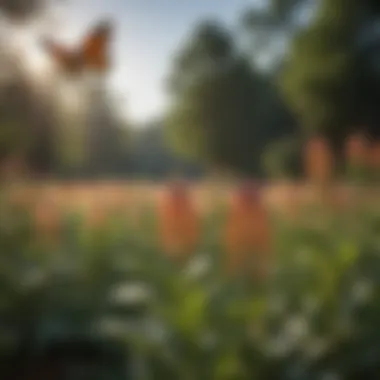 Different varieties of milkweed showcased in a sunny landscape.