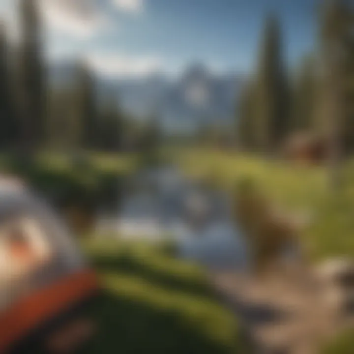 Scenic view of a Jackson Hole campground surrounded by mountains