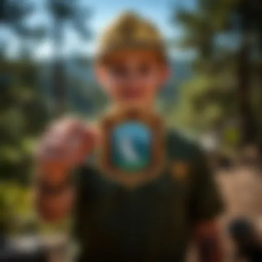 The Junior Ranger Badge displayed proudly against a scenic backdrop