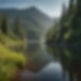 Serene Klamath River with lush greenery