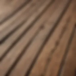 A close-up view of laminated wood decking showcasing its texture and grain patterns