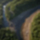 Aerial view of Ley Creek Dump highlighting its surrounding environment.