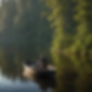 Angler Casting a Line on Long Lake A skilled angler casting a line from a boat on Long Lake