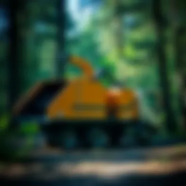 Importance of Maintenance for Wood Chippers A well-maintained used wood chipper parked in a lush forest setting