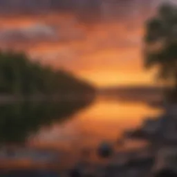 Scenic view of Mark Twain Lake at sunset