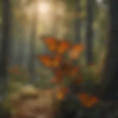 A vibrant display of monarch butterflies during mating Monarch butterfly mating display
