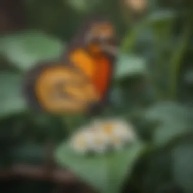 Monarch butterfly laying eggs on milkweed leaves Oviposition behavior of monarch butterflies