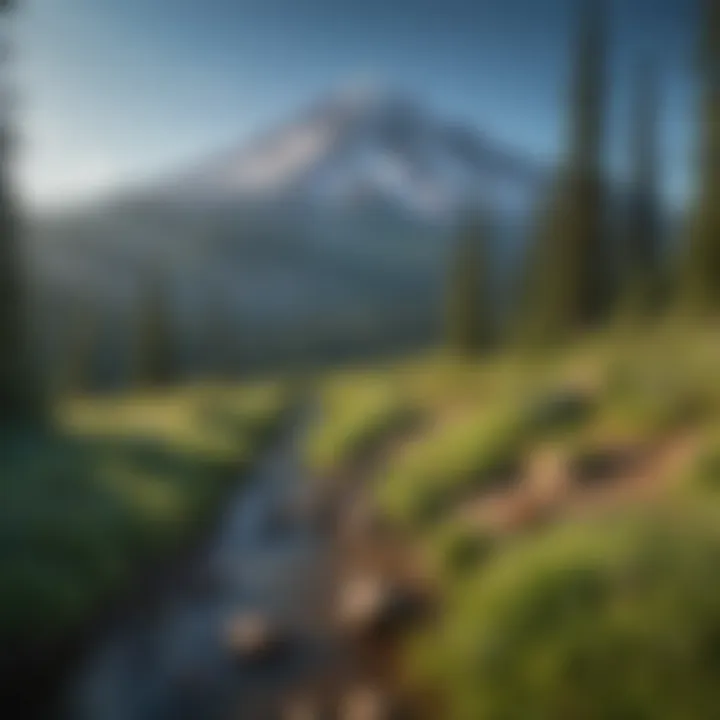 A breathtaking view of Mt. Hood against a clear blue sky