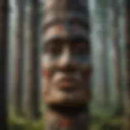 Traditional totem pole representing spiritual beliefs