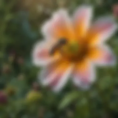 Pollinator-Friendly Flowers in Bloom A close-up of pollinator-friendly flowers attracting bees and butterflies.