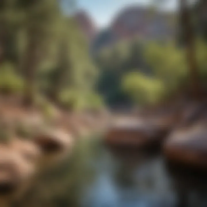 Visitors enjoying natural pools at Slide Rock