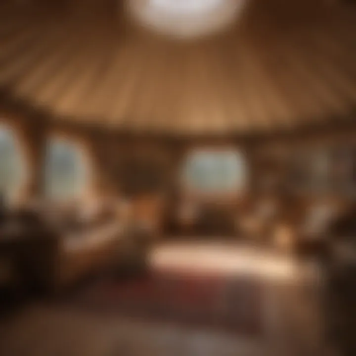 Interior view showcasing the rustic charm of a yurt