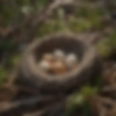 Close-up of a nest with eggs on the ground