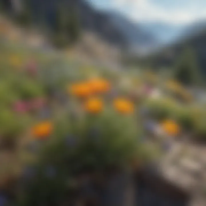 Vibrant wildflowers blooming in a Nevada mountain range.