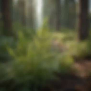 Close-up of noxious weeds in a forest setting