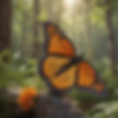 Illustration of a monarch butterfly in a natural habitat