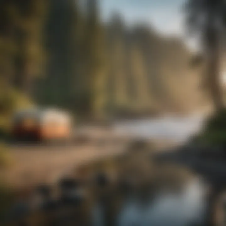 Scenic view of a coastal campground with ocean waves