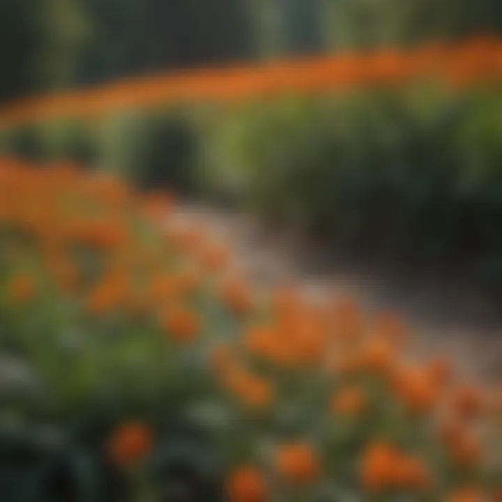 Cultivation setup for orange butterfly milkweed in a garden