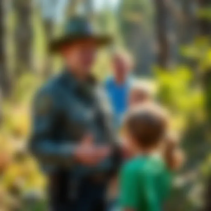 Guidance from Park Rangers on Nature Trails A park ranger guiding children through a nature trail
