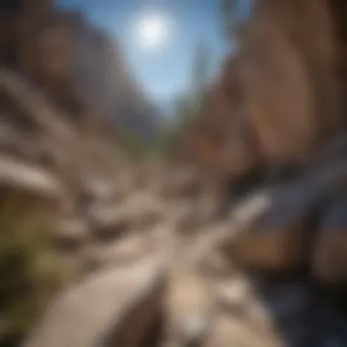 Climber navigating rocky terrain on Mt. Whitney