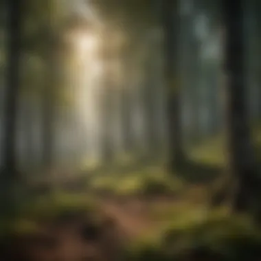A serene forest scene with newly planted trees