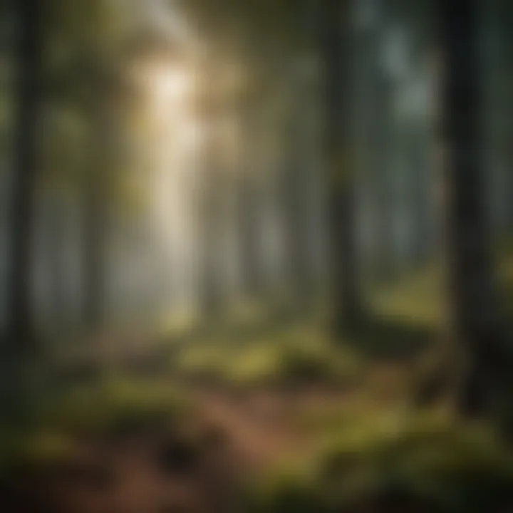 A serene forest scene with newly planted trees