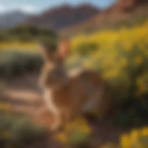 Vibrant rabbit bush in bloom showcasing its bright yellow flowers against a desert backdrop.