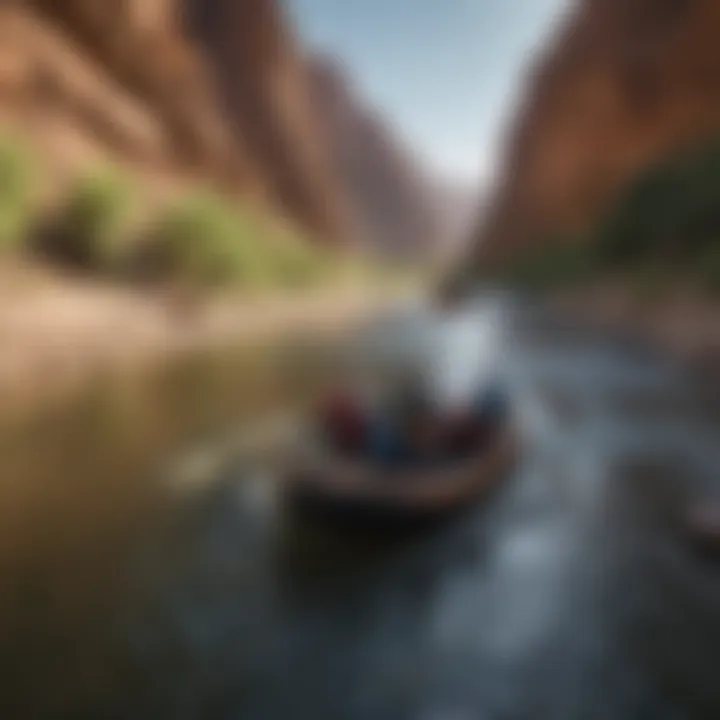 A group of adventurers navigating the rapids of the Colorado River.