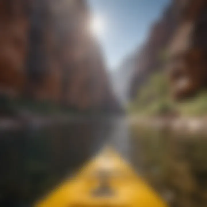 A serene moment captured while rafting amidst stunning rock formations.