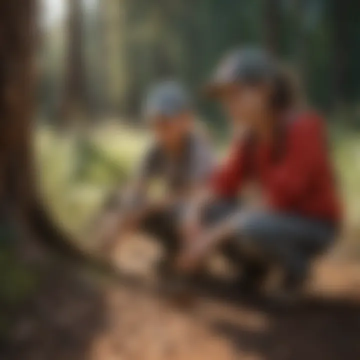 Children engaging in a nature exploration activity at the camp