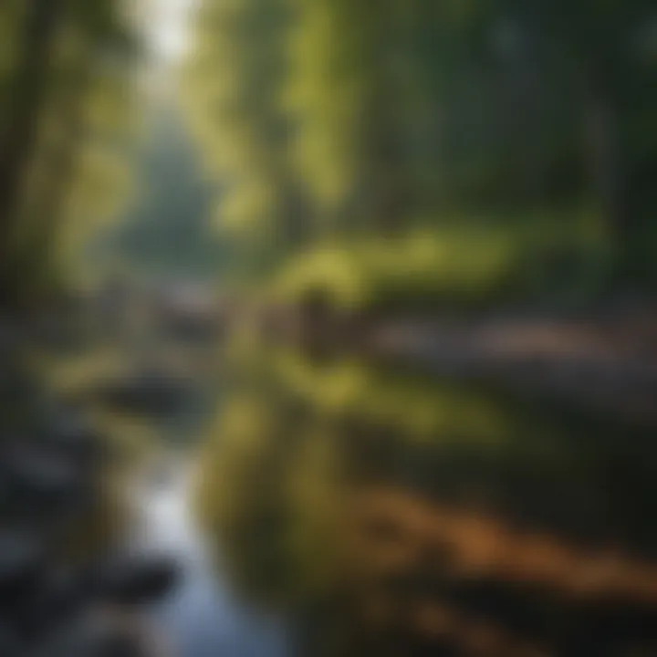 Serene view of Rock Creek waters reflecting the forest surroundings