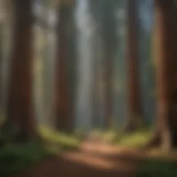 Majestic view of sequoia trees in a serene forest setting