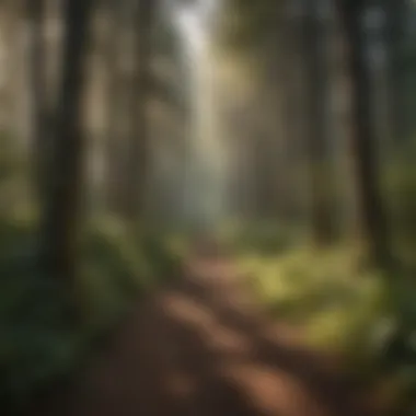 Exploring Recreational Trails in Healthy Forests Lush forest with recreational trails