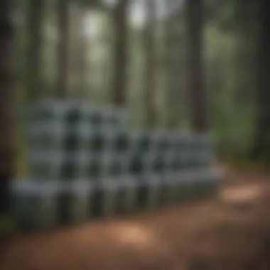 Bear-Resistant Storage Solutions An array of bear-proof food storage containers in a camping setup