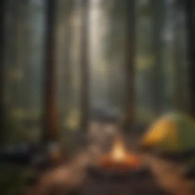 Campsite Selection with Bear Safety in Mind A backpacker setting up camp in a bear-aware manner