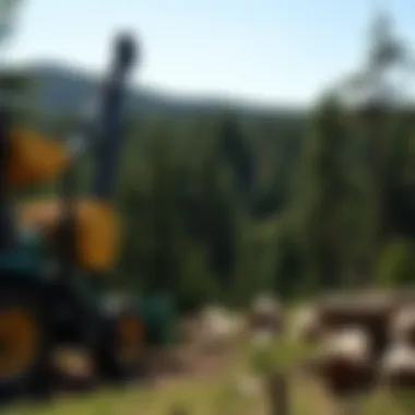 Sustainable Forestry at Sawmill Ridge An illustration depicting sustainable forestry practices in action at Sawmill Ridge